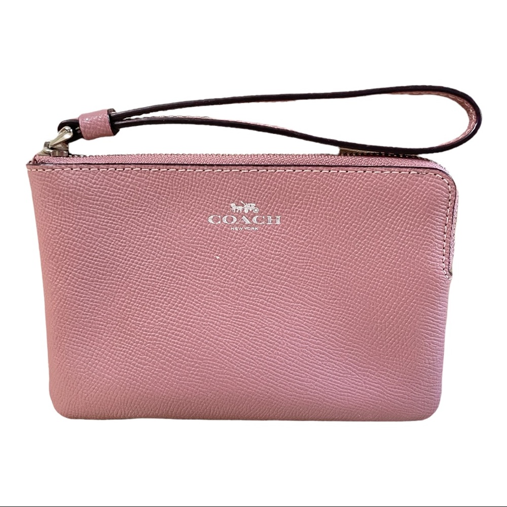 Coach Corner Zip Wristlet Pink Mauve